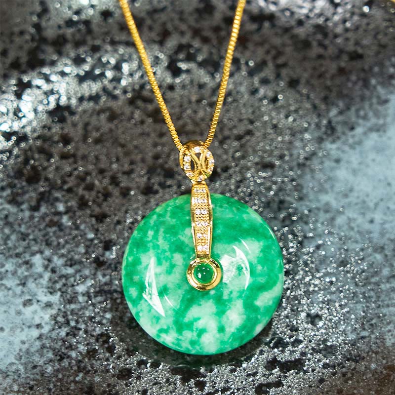Naszyjnik uzdrawiający z naturalnym cyjanowym jadeitem Buddha Stones z klamrą pokoju - Image 4