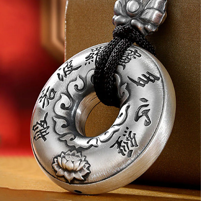 Naszyjnik z Buddha Stones 999 Srebro Sterling Sutra Serca Lotos Pokój Wisiorek - Image 4