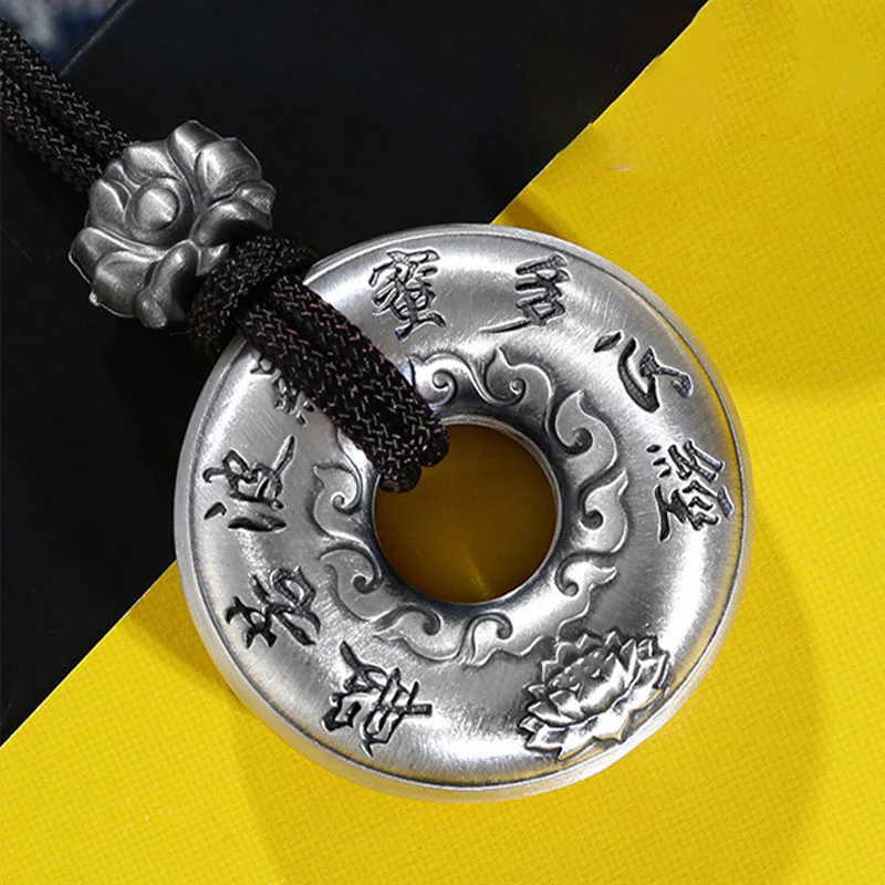 Naszyjnik z Buddha Stones 999 Srebro Sterling Sutra Serca Lotos Pokój Wisiorek - Image 9