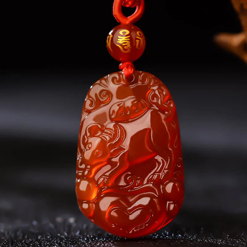 Naszyjnik z Buddha Stones, chiński znak zodiaku, czerwony agat, szczęście - Image 13