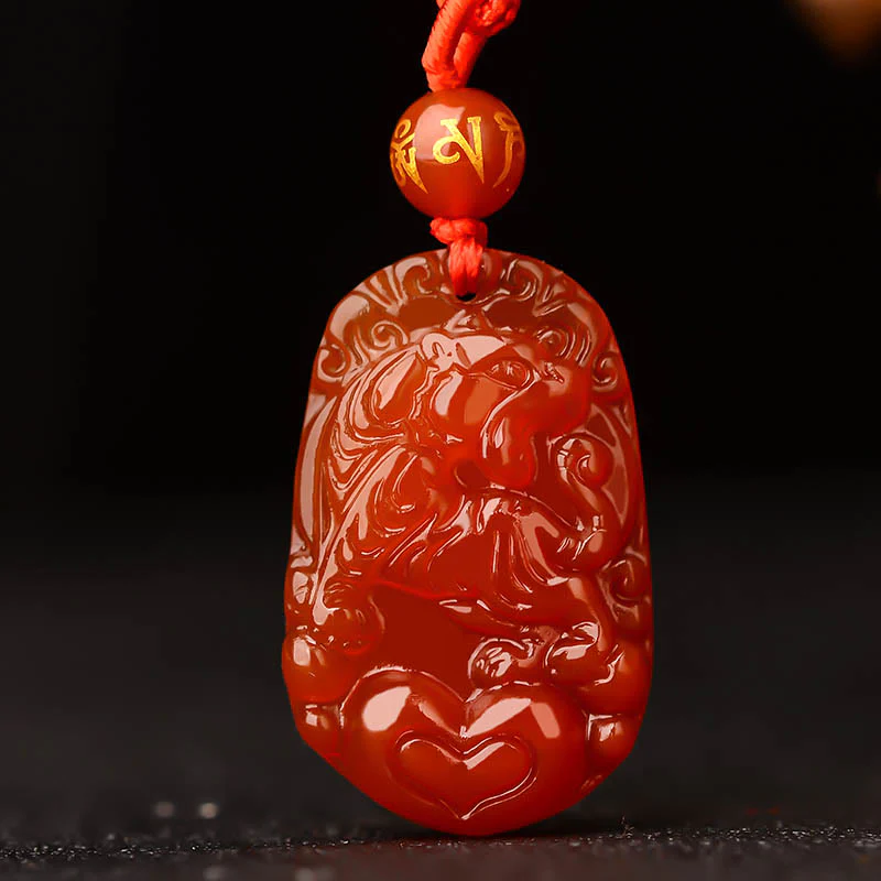 Naszyjnik z Buddha Stones, chiński znak zodiaku, czerwony agat, szczęście - Image 14