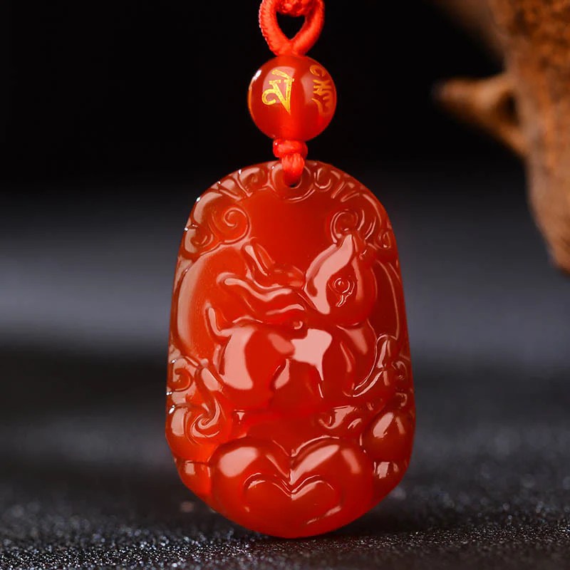 Naszyjnik z Buddha Stones, chiński znak zodiaku, czerwony agat, szczęście - Image 15