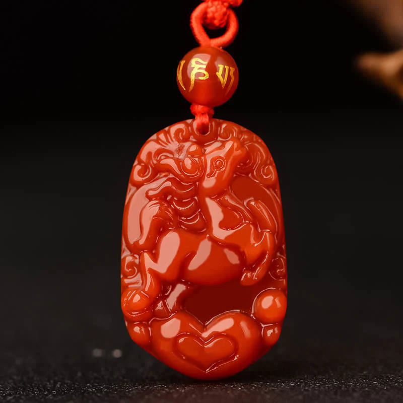Naszyjnik z Buddha Stones, chiński znak zodiaku, czerwony agat, szczęście - Image 17