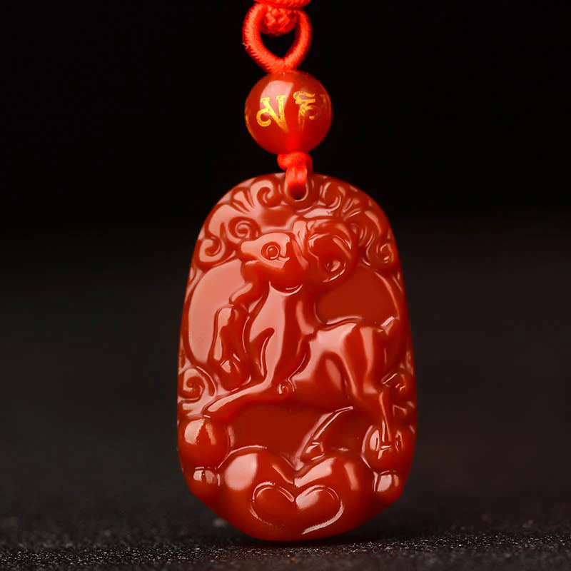 Naszyjnik z Buddha Stones, chiński znak zodiaku, czerwony agat, szczęście - Image 18