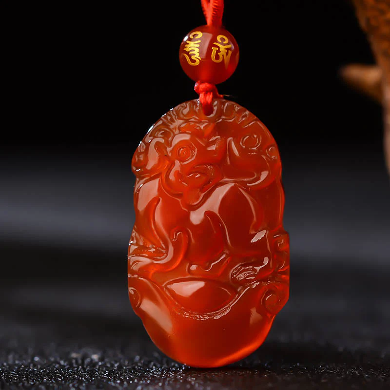 Naszyjnik z Buddha Stones, chiński znak zodiaku, czerwony agat, szczęście - Image 21