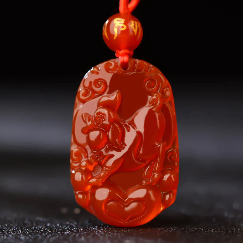 Naszyjnik z Buddha Stones, chiński znak zodiaku, czerwony agat, szczęście - Image 22