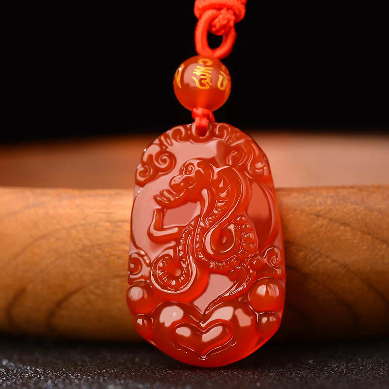 Naszyjnik z Buddha Stones, chiński znak zodiaku, czerwony agat, szczęście - Image 3