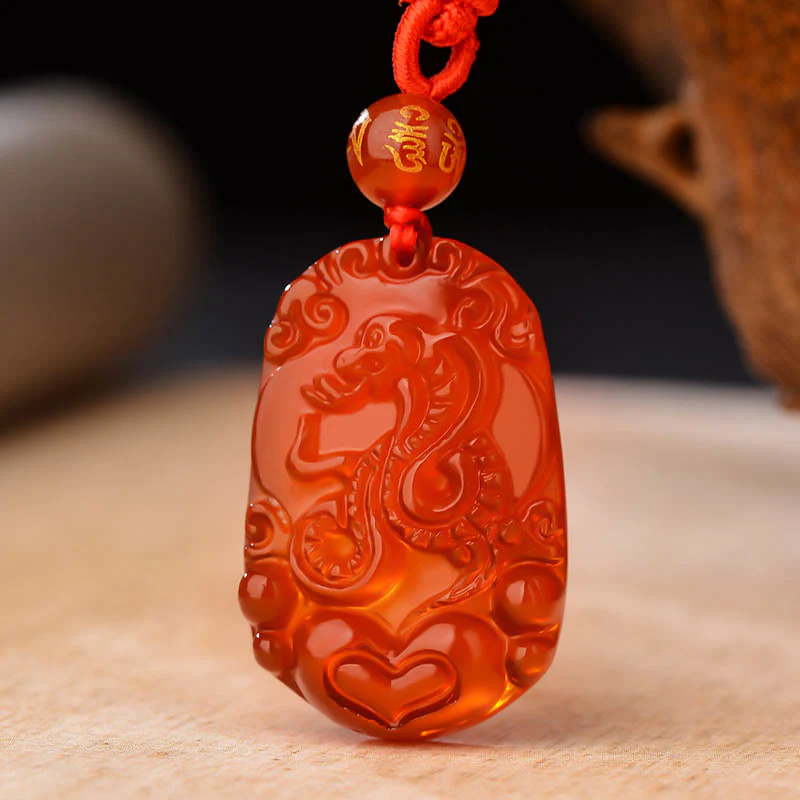 Naszyjnik z Buddha Stones, chiński znak zodiaku, czerwony agat, szczęście - Image 5