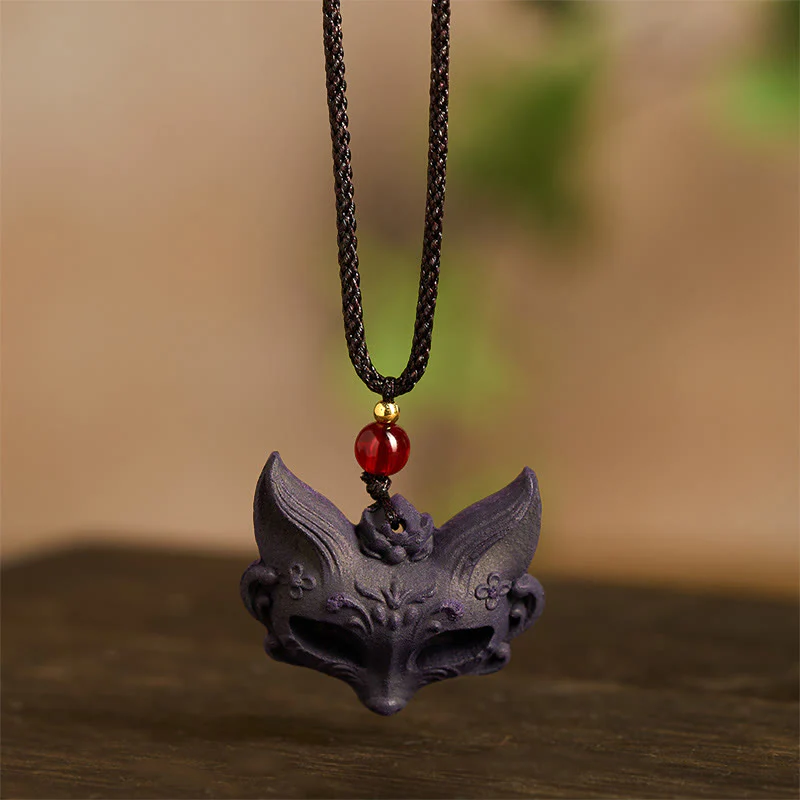 Naszyjnik z Buddha Stones, maską lisa, motylem i klamrą pokoju, z wisiorkiem Fortune - Image 5