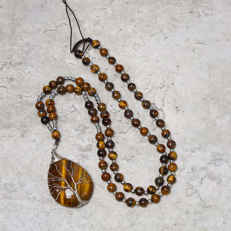Naszyjnik z Buddha Stones Natural Tiger Eye Strength - Image 3
