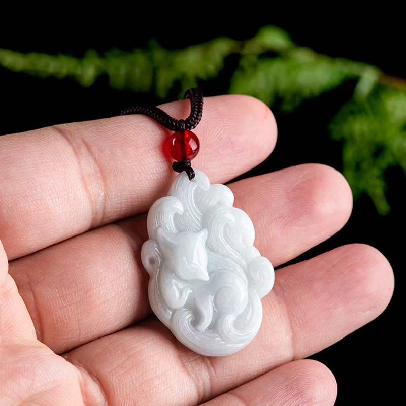 Buddha Stones Naturalny Jade Dziewięcioogonowy Naszyjnik Szczęście Lis Wisiorek - Image 5