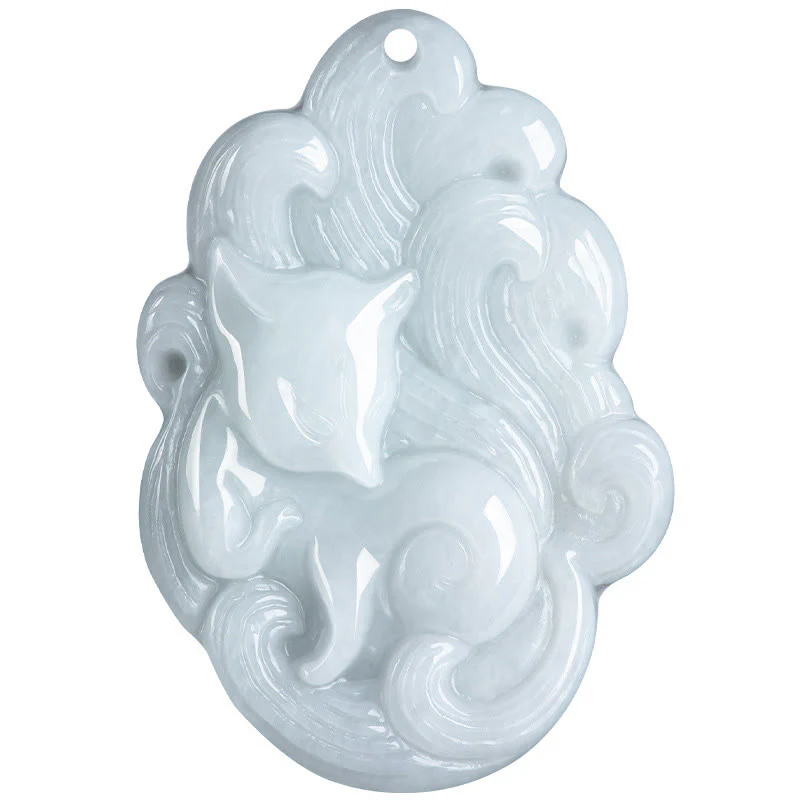 Buddha Stones Naturalny Jade Dziewięcioogonowy Naszyjnik Szczęście Lis Wisiorek - Image 9