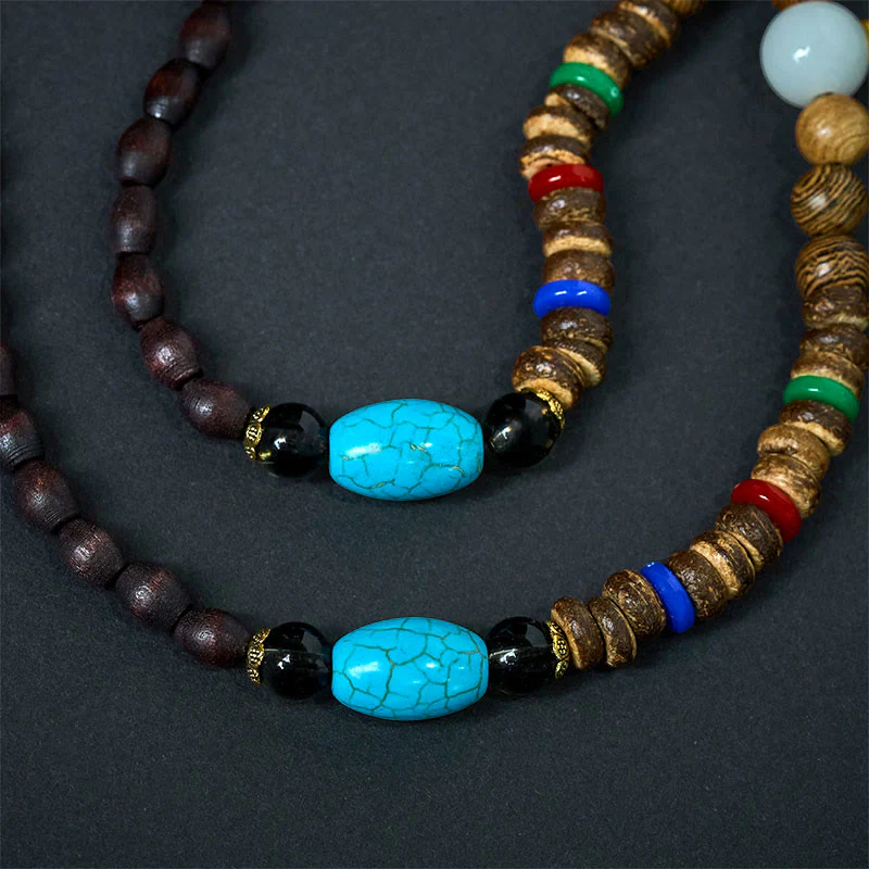 Naszyjnik z Buddha Stones w stylu vintage z Nepalu z wisiorem z koralików z łupin kokosa Awalokiteśwary - Image 5