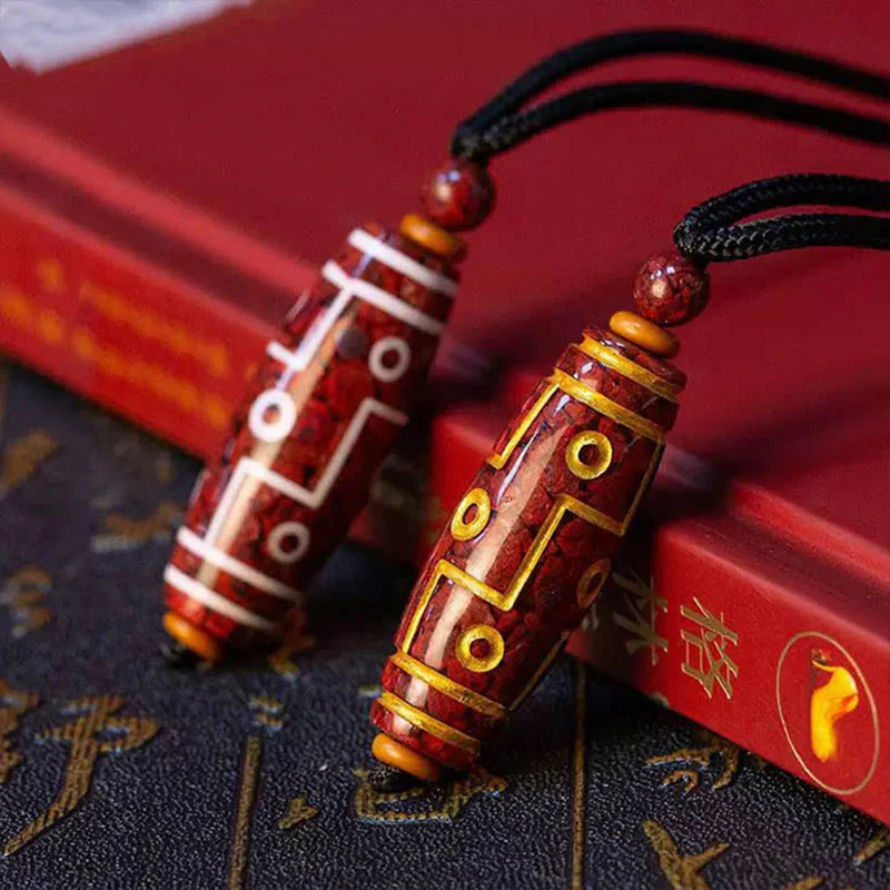 Naszyjnik z Buddha Stones z cynobrem i dziewięcioma oczami Dzi Bead Blessing - Image 5