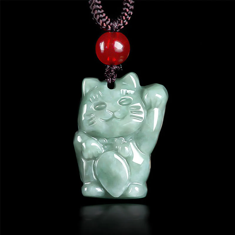 Naszyjnik z Buddha Stones z jadeitu i szczęśliwego kota, obfitość