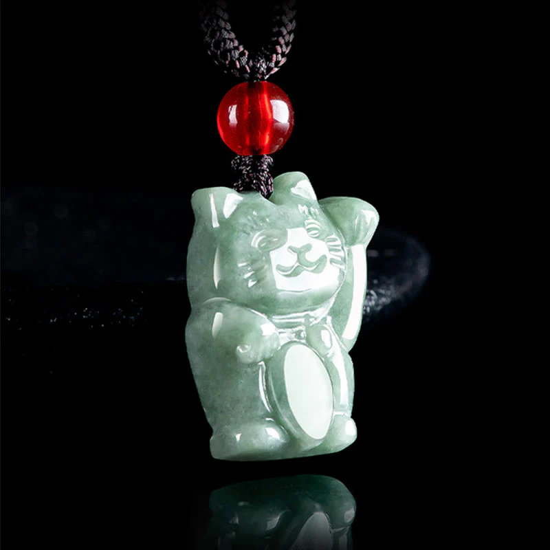 Naszyjnik z Buddha Stones z jadeitu i szczęśliwego kota, obfitość - Image 2