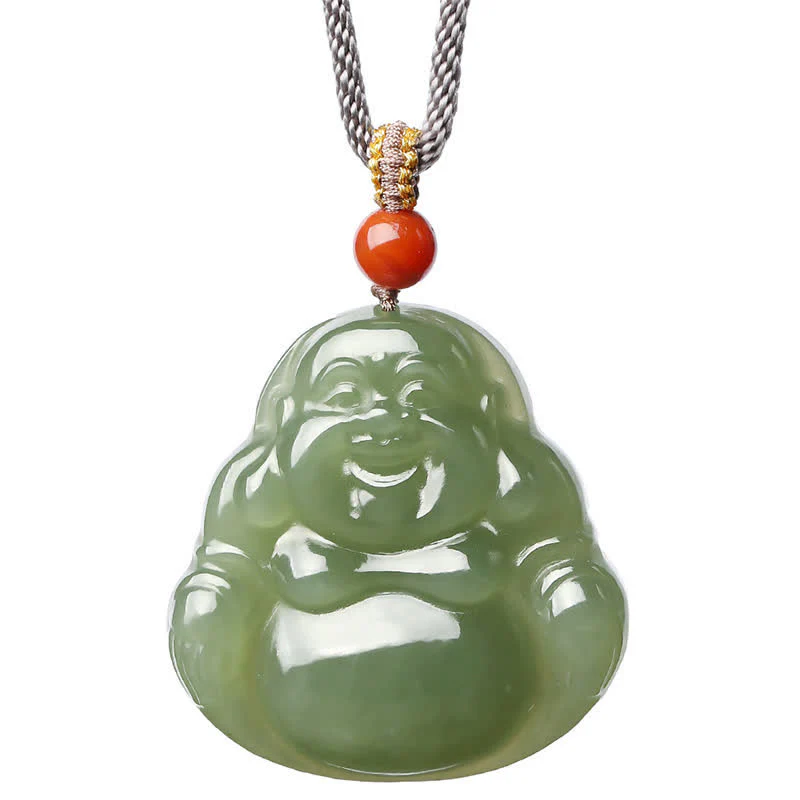 Naszyjnik z jadeitu Hetian Laughing Buddha z wisiorkiem sznurkowym - Image 11