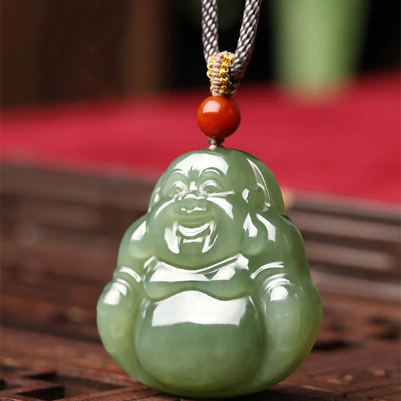 Naszyjnik z jadeitu Hetian Laughing Buddha z wisiorkiem sznurkowym - Image 6