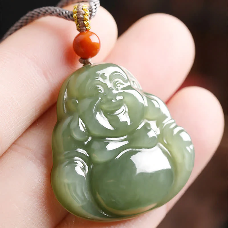 Naszyjnik z jadeitu Hetian Laughing Buddha z wisiorkiem sznurkowym - Image 8