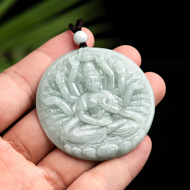 Naszyjnik z jadeitu Kwan Yin Avalokitesvara z tysiąca rąk, z wisiorkiem i błogosławieństwem - Image 4