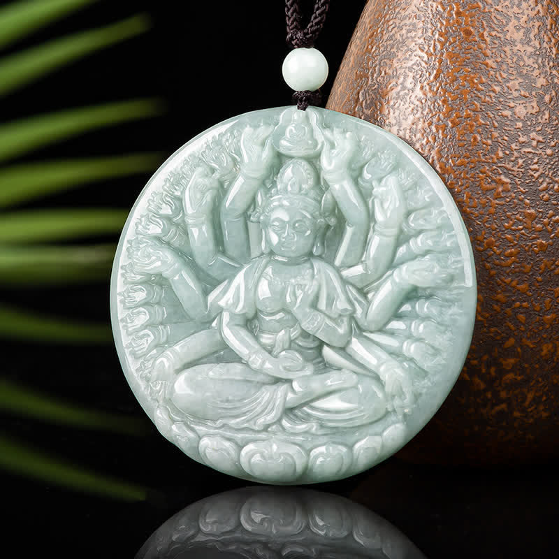 Naszyjnik z jadeitu Kwan Yin Avalokitesvara z tysiąca rąk, z wisiorkiem i błogosławieństwem - Image 5