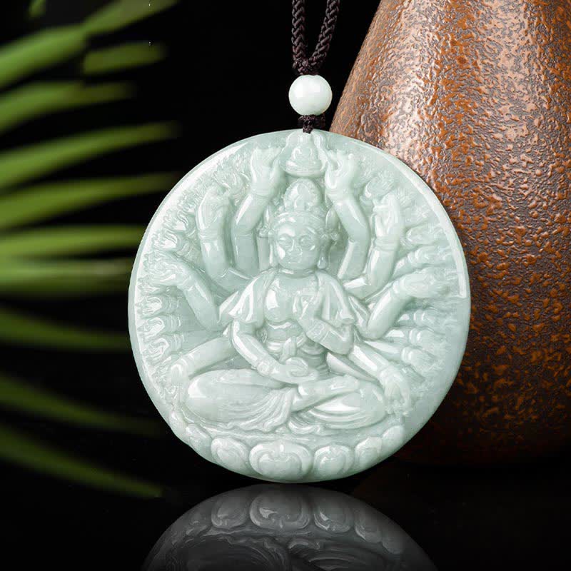 Naszyjnik z jadeitu Kwan Yin Avalokitesvara z tysiąca rąk, z wisiorkiem i błogosławieństwem - Image 7