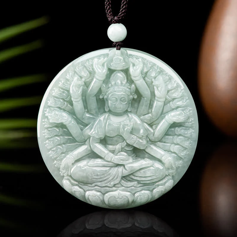 Naszyjnik z jadeitu Kwan Yin Avalokitesvara z tysiąca rąk, z wisiorkiem i błogosławieństwem - Image 9
