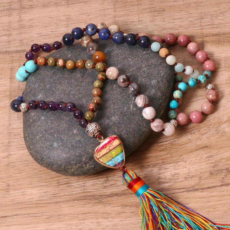 Naszyjnik z Buddha Stones z tybetańskiego turkusu, lazurytu, lapis lazuli i zebry z jaspisem - Image 3