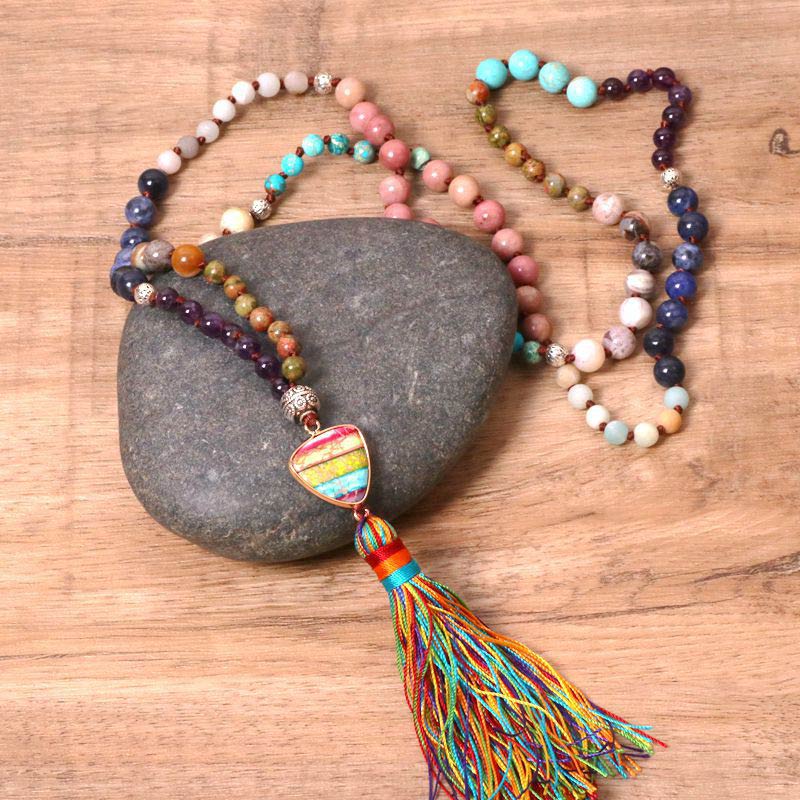 Naszyjnik z Buddha Stones z tybetańskiego turkusu, lazurytu, lapis lazuli i zebry z jaspisem - Image 4