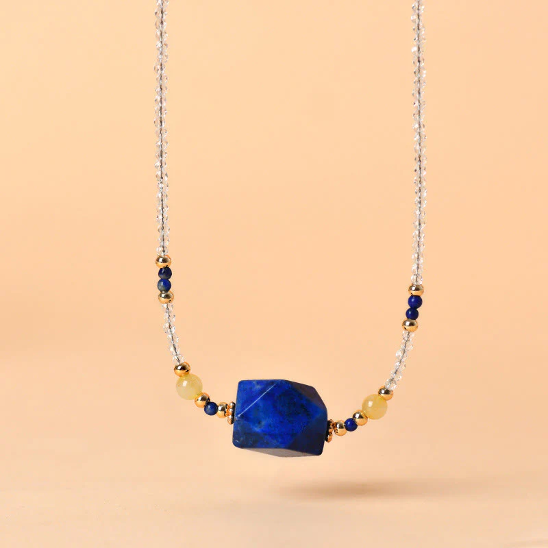 Naszyjnik z wisiorkiem do medytacji i uzdrawiania z Buddha Stones z białego kryształu lazurytu i lapis lazuli - Image 2