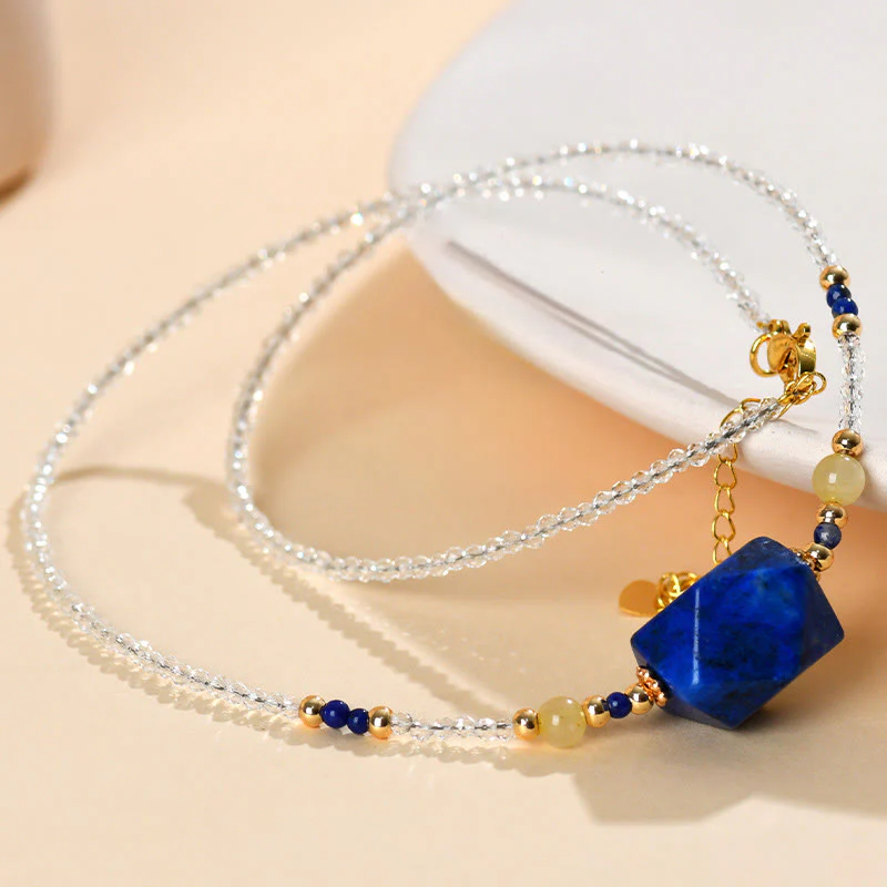 Naszyjnik z wisiorkiem do medytacji i uzdrawiania z Buddha Stones z białego kryształu lazurytu i lapis lazuli - Image 8