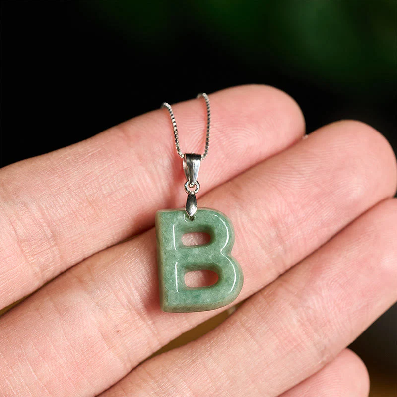 Naszyjnik z wisiorkiem "Prosperity" z naturalnym jadeitem w kształcie litery AZ, wykonany ze srebra próby 925 i srebra próby 925. - Image 15