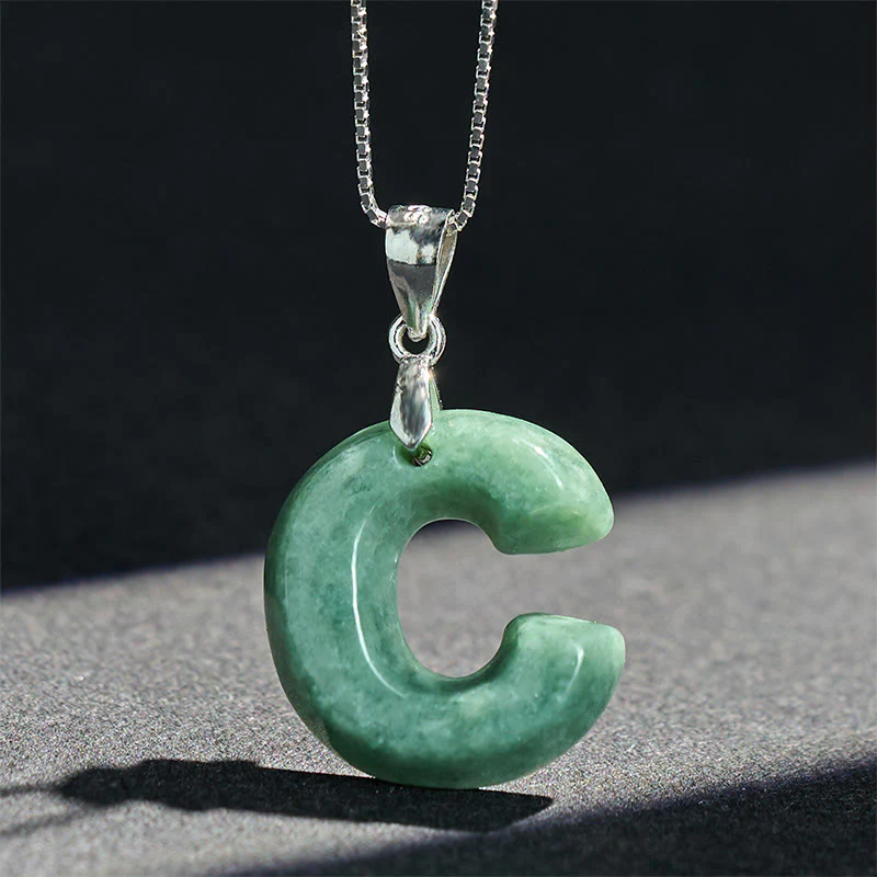 Naszyjnik z wisiorkiem "Prosperity" z naturalnym jadeitem w kształcie litery AZ, wykonany ze srebra próby 925 i srebra próby 925. - Image 20