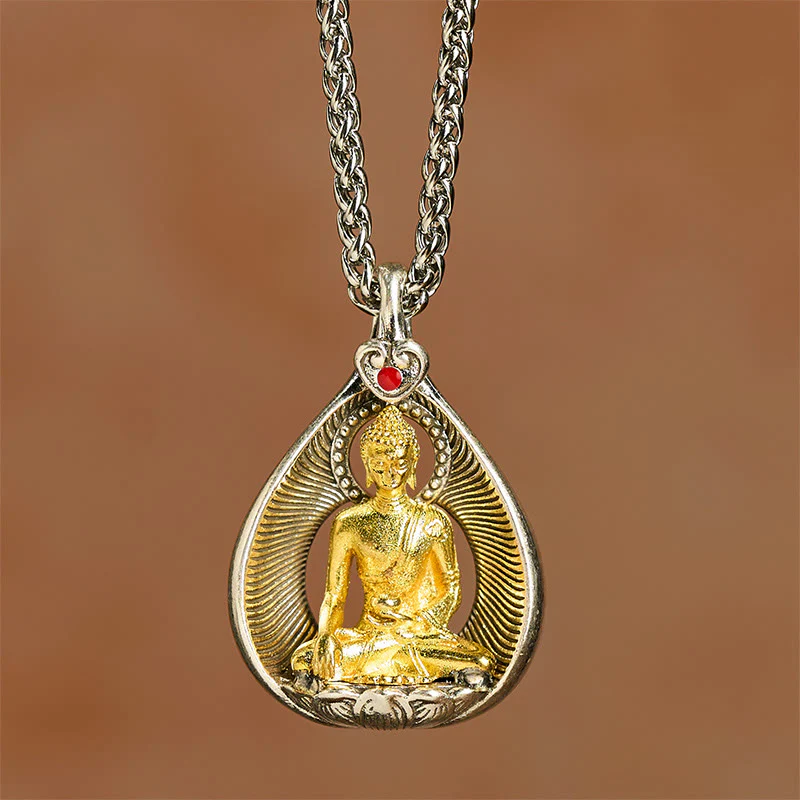 Naszyjnik z wisiorkiem szczęścia, Buddha Stones , zielona Tara, Budda Siakjamuni, łańcuszek miedziany ze srebra - Image 13