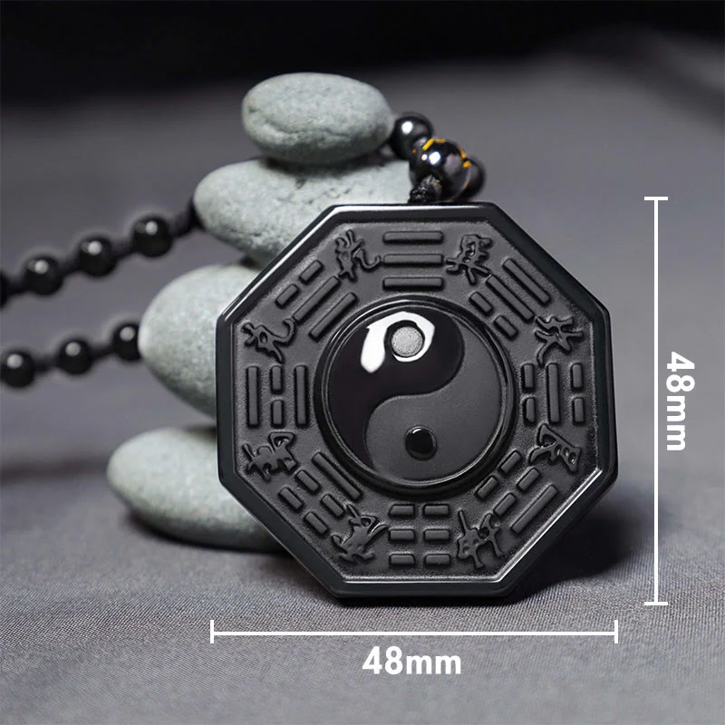 Naszyjnik z wisiorkiem Yin Yang z Buddha Stones z czarnego obsydianu - Image 3