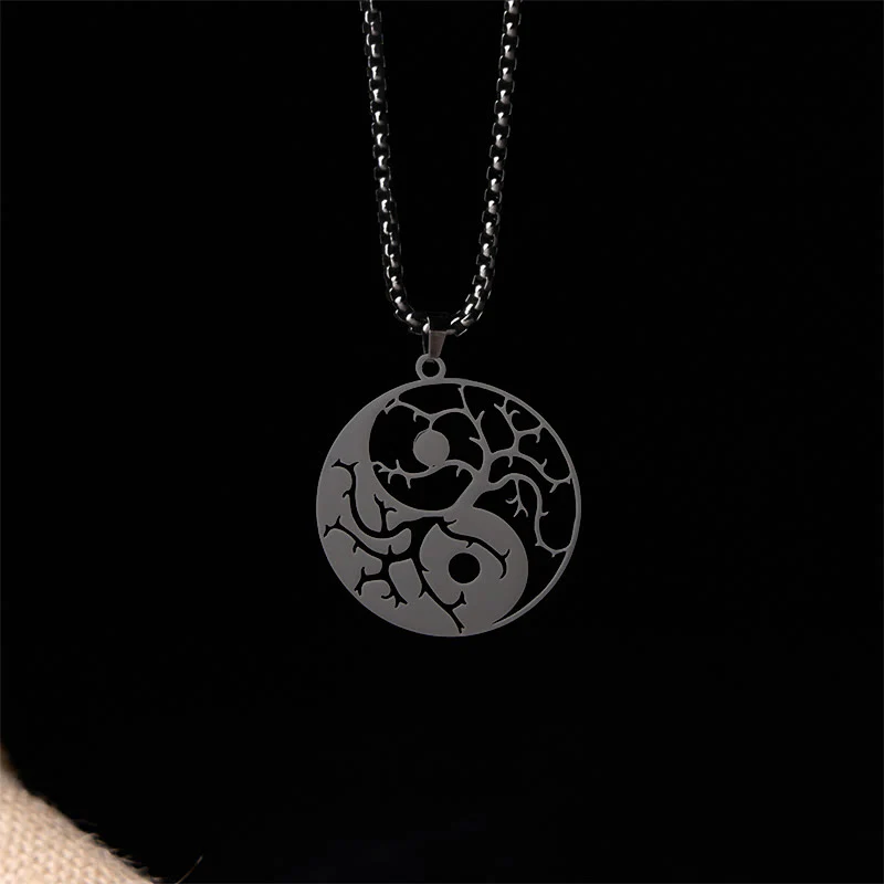 Naszyjnik z zawieszką z Buddha Stones i pustym wzorem Yin Yang ze stali nierdzewnej - Image 3