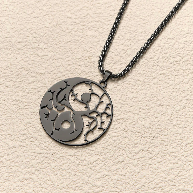 Naszyjnik z zawieszką z Buddha Stones i pustym wzorem Yin Yang ze stali nierdzewnej - Image 4
