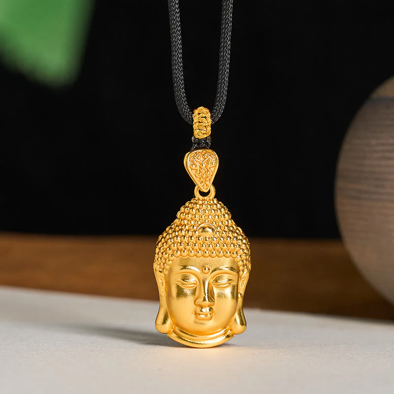 Naszyjnik z zawieszką z symbolem Buddha Stones , mosiężny, pozłacany 24-karatowym złotem, z plecionym sznurkiem i wisiorkiem