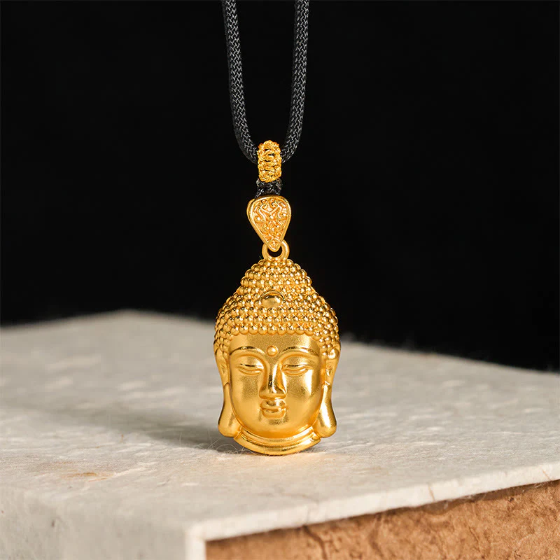 Naszyjnik z zawieszką z symbolem Buddha Stones , mosiężny, pozłacany 24-karatowym złotem, z plecionym sznurkiem i wisiorkiem - Image 2
