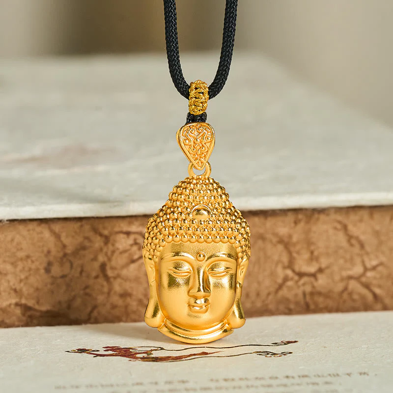 Naszyjnik z zawieszką z symbolem Buddha Stones , mosiężny, pozłacany 24-karatowym złotem, z plecionym sznurkiem i wisiorkiem - Image 7