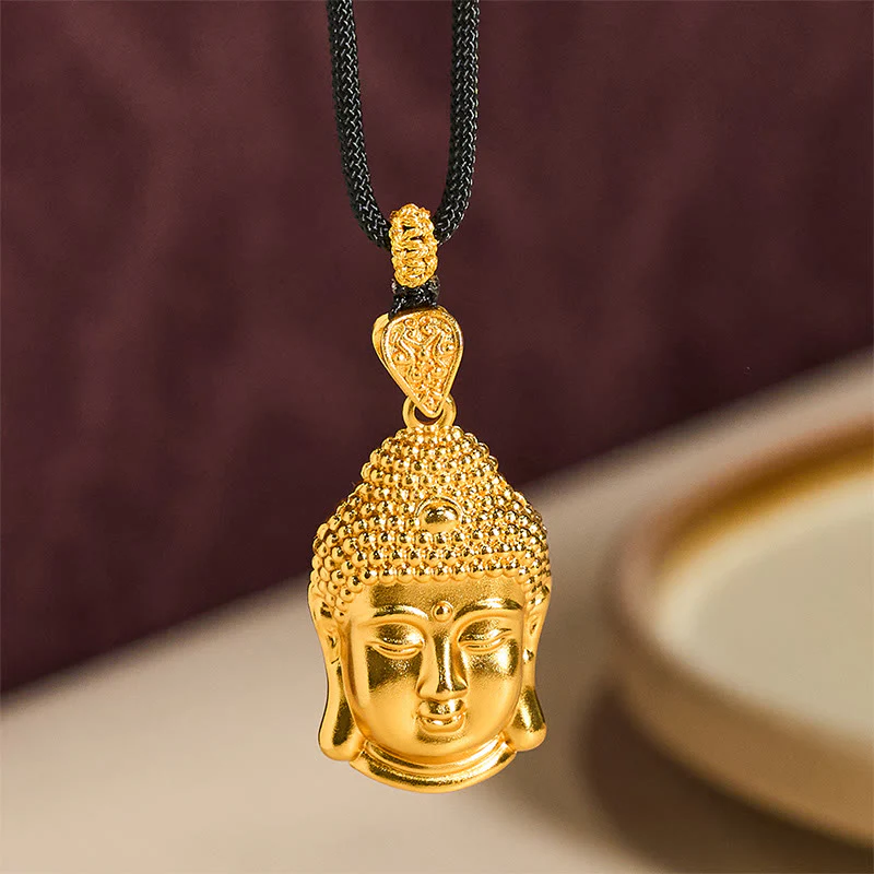 Naszyjnik z zawieszką z symbolem Buddha Stones , mosiężny, pozłacany 24-karatowym złotem, z plecionym sznurkiem i wisiorkiem - Image 8