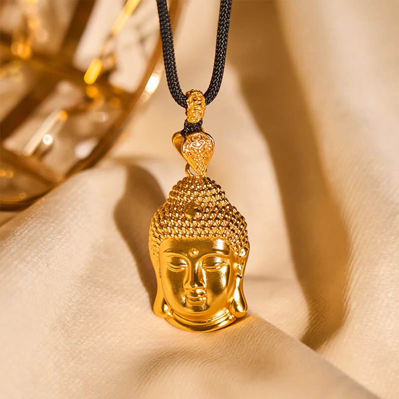 Naszyjnik z zawieszką z symbolem Buddha Stones , mosiężny, pozłacany 24-karatowym złotem, z plecionym sznurkiem i wisiorkiem - Image 9