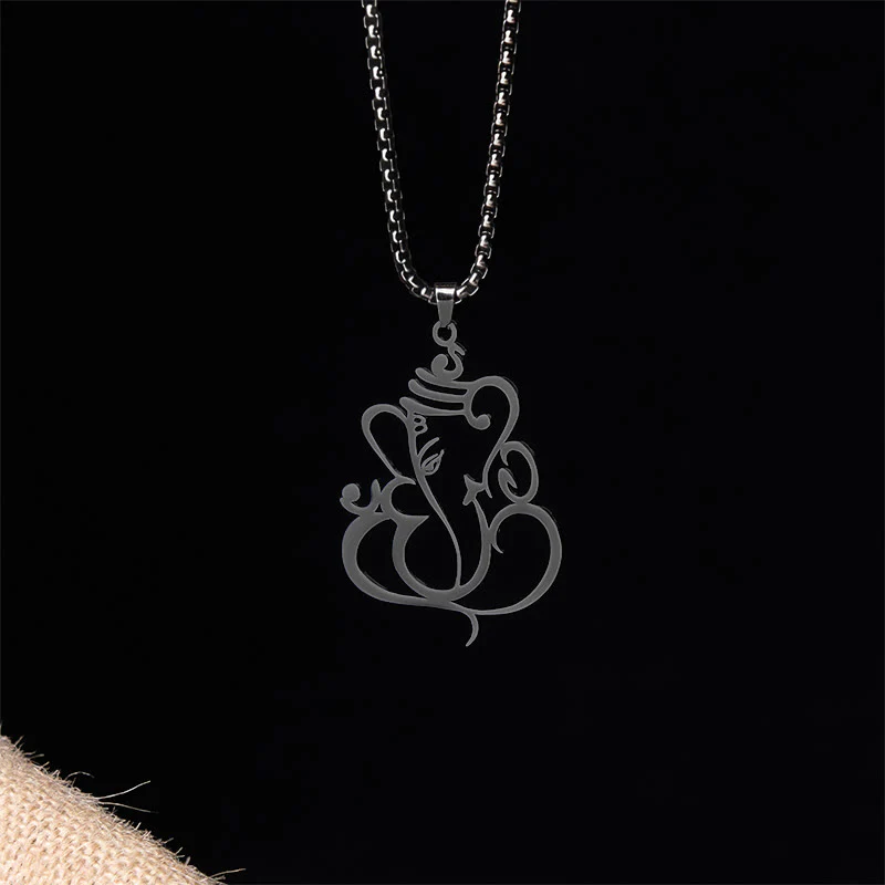 Naszyjnik ze stali nierdzewnej z Buddha Stones i słoniem Ganesh - Image 14