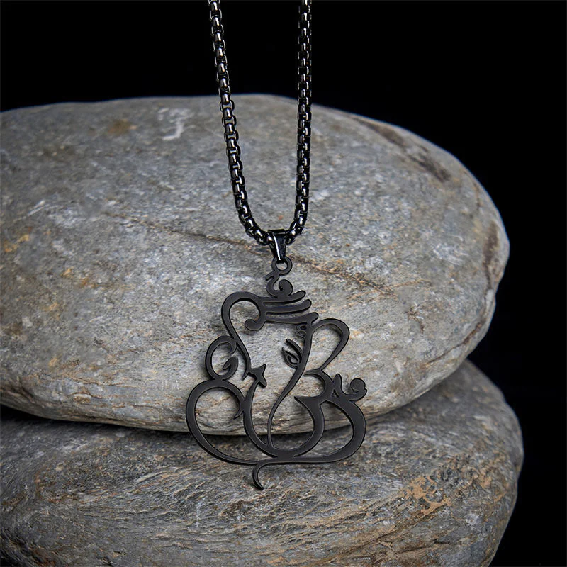 Naszyjnik ze stali nierdzewnej z Buddha Stones i słoniem Ganesh - Image 15