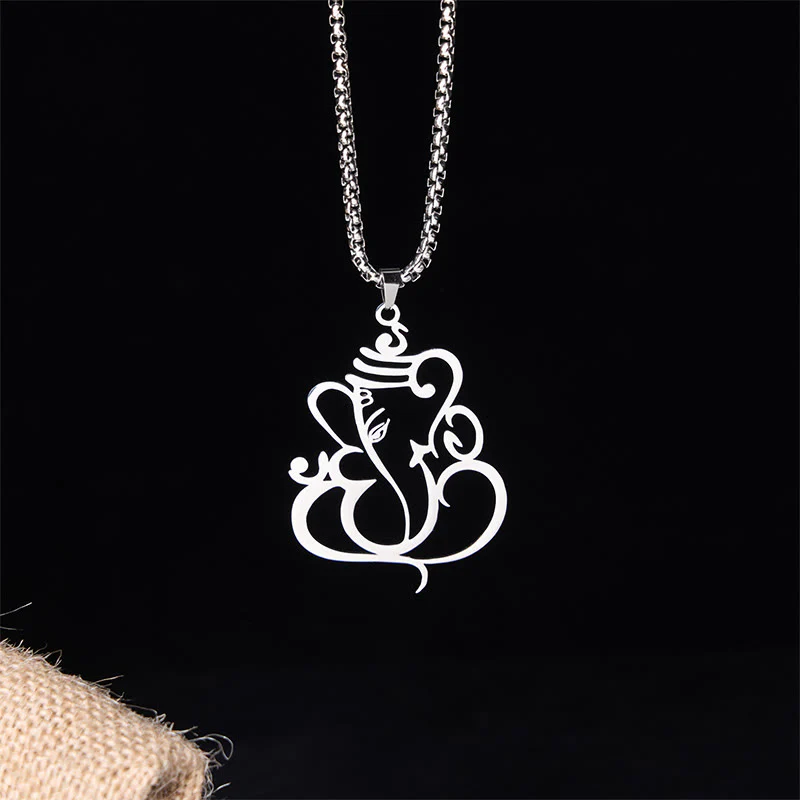 Naszyjnik ze stali nierdzewnej z Buddha Stones i słoniem Ganesh - Image 8