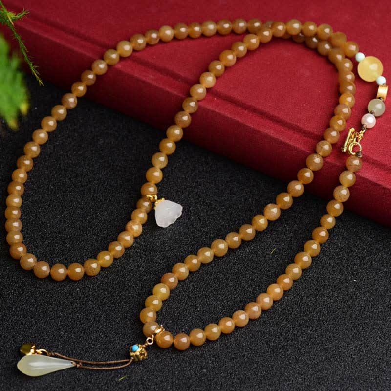 Naturalna bransoletka z perełkami Hetian Topaz Amber Lotus White Jade Success - Image 7