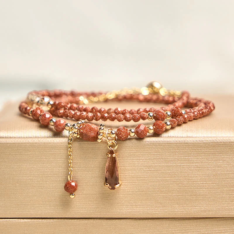 Naturalne 2mm złote koraliki z Buddha Stones , wielowarstwowa bransoletka