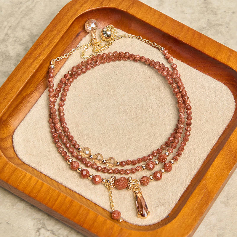Naturalne 2mm złote koraliki z Buddha Stones , wielowarstwowa bransoletka - Image 3