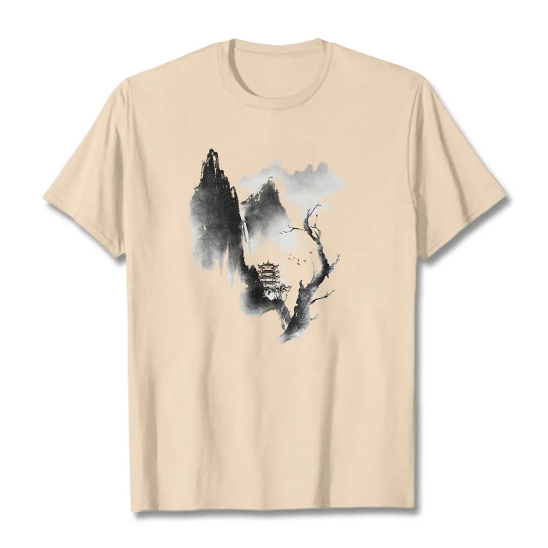 Pawilon Buddha Stones Drzewo Gęsi Wokół Gór Wzór Koszulka T-shirt - Image 10