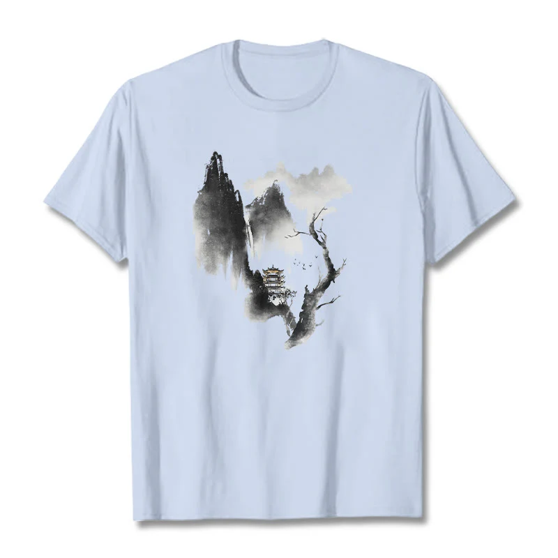 Pawilon Buddha Stones Drzewo Gęsi Wokół Gór Wzór Koszulka T-shirt - Image 20